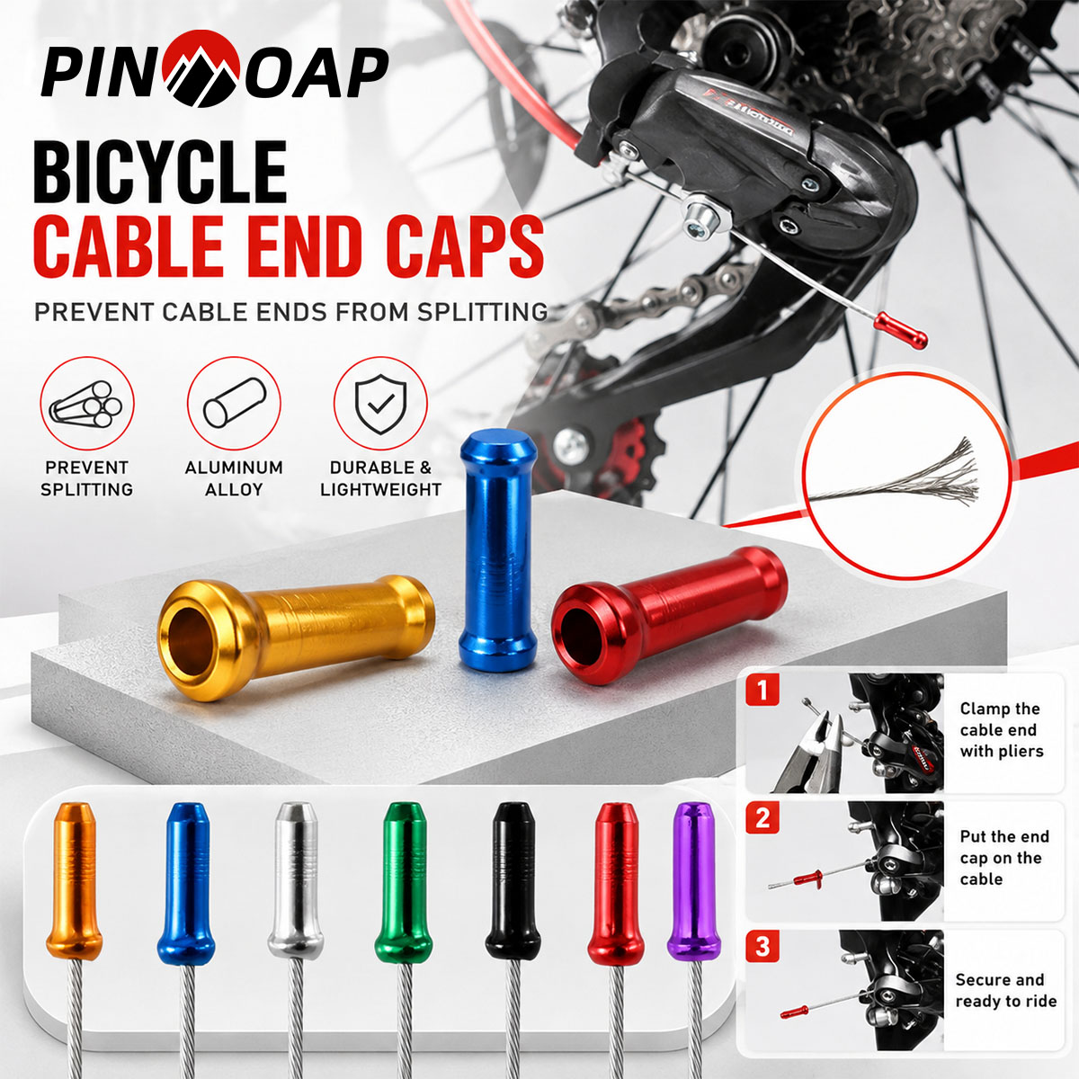Cycling Gear Tips - PINMOAP 100 Stück Aluminium-Fahrradkabel-Endkappen, Brems- und