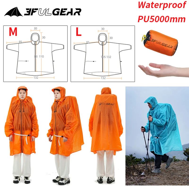 Cycling Gear For Rain - 3F UL GEAR Regenmantel mit Reißverschluss,